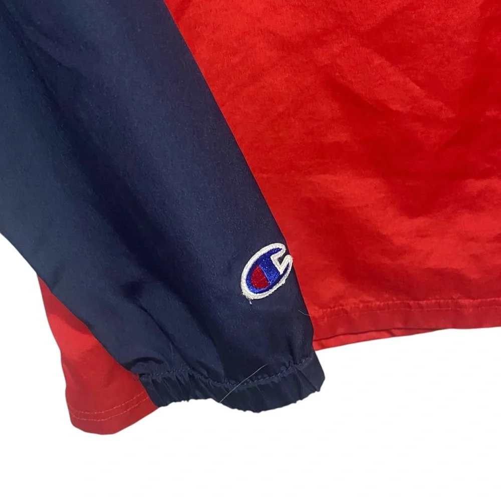 Champion Blue Red Color Block Zip Up Hooded Windbreaker Jacket - NWOT - Large